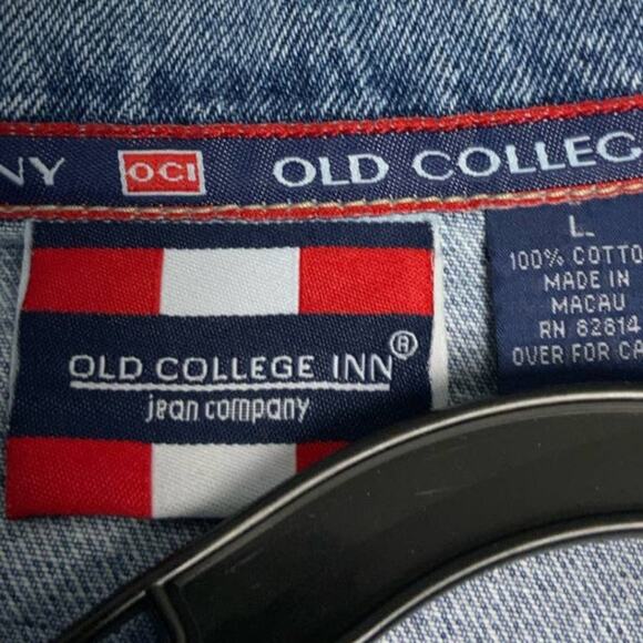 Old College Inn Jean Company Large 100% Cotton Classic Blue Denim Jacket - Picture 7 of 8